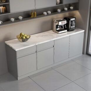 实木吧台咖啡操作台饮水机桌大理石灶台餐桌公司茶水间置物柜定制