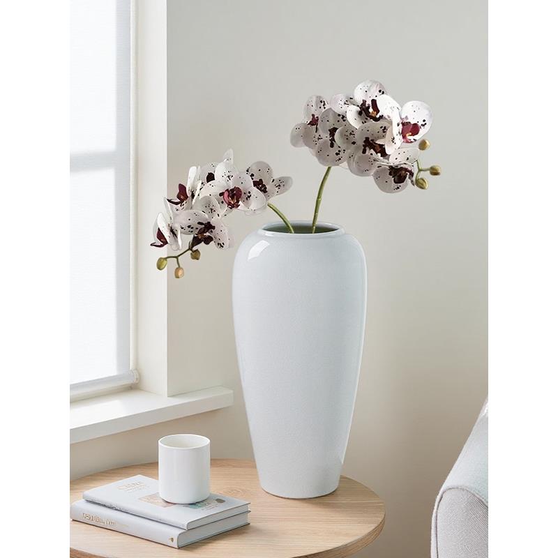 【云舍】景德镇手工陶瓷白色冰裂花瓶新中式家居台面大号插花摆件