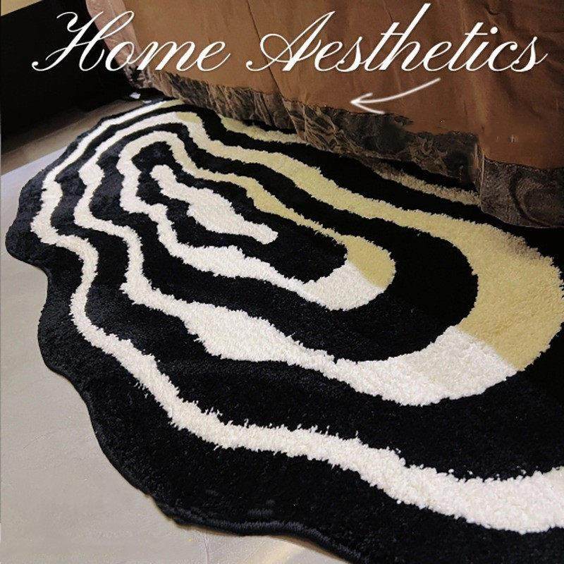 黑白线 线条床边毯客厅沙发茶几毯高级感不规则地毯衣帽间休闲 区,居家布艺,地毯,淘宝优惠券,粉丝福利购,淘宝优惠卷