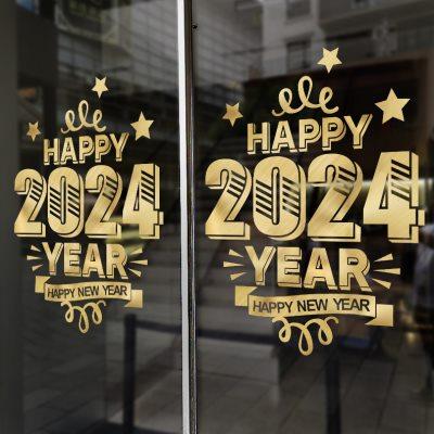 圣诞节装饰场景氛围布置窗贴2024新年橱窗静电无胶墙贴玻璃门贴纸