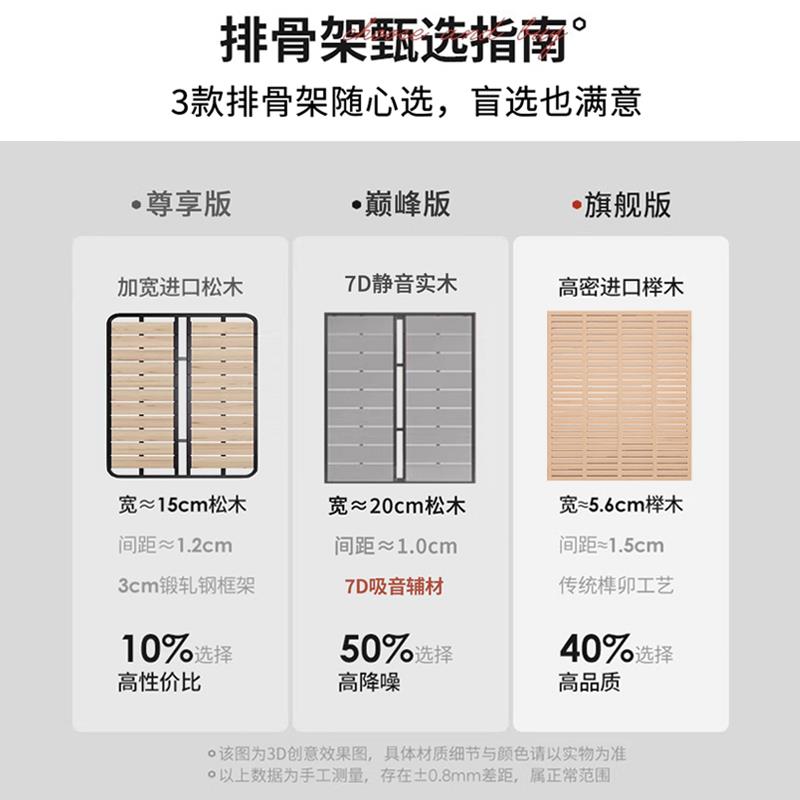 超薄床头真皮床主次卧小户型高箱储物婚床法式复古齐边涟漪泡芙床