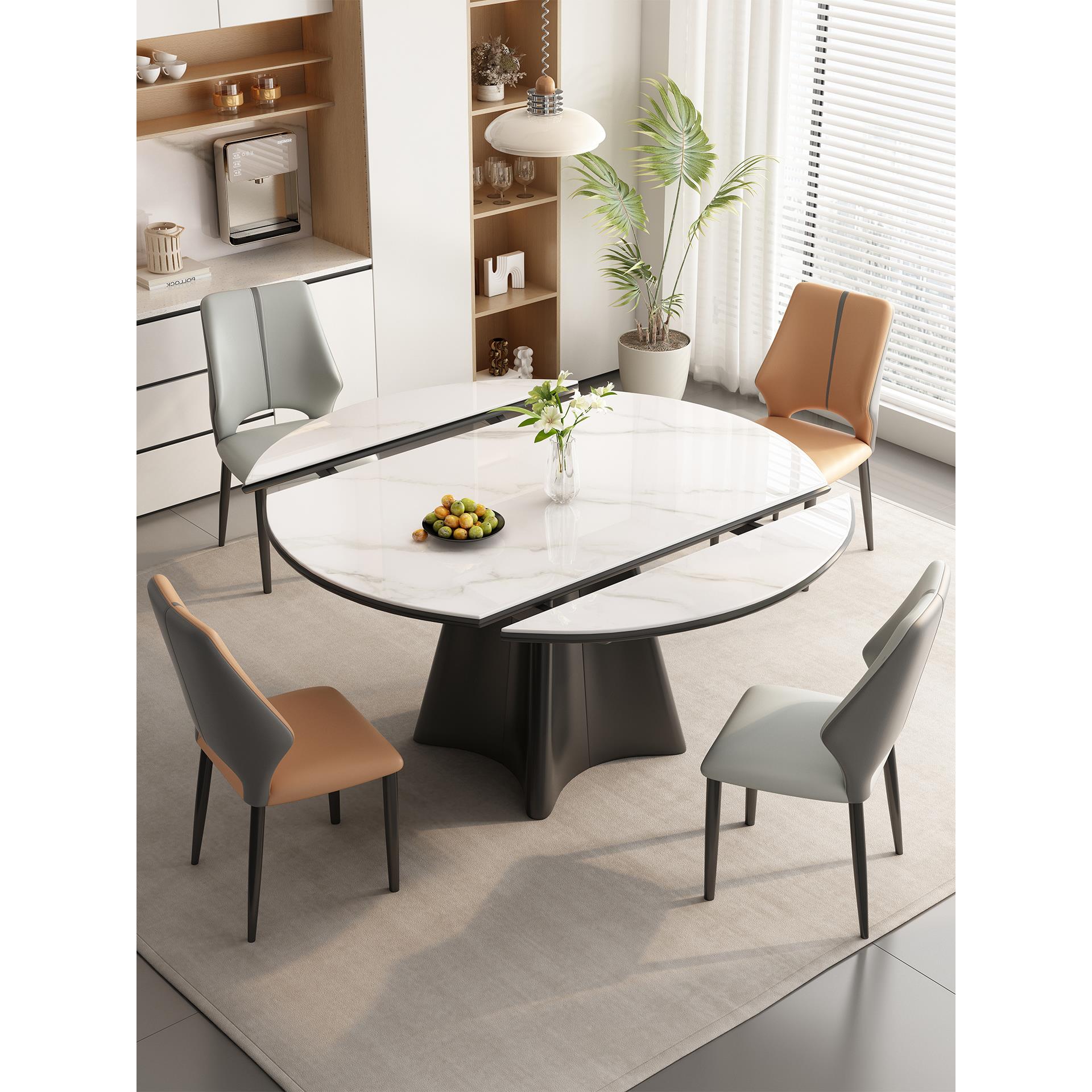 现代简约可伸缩折叠家用小公寓方形和圆形餐桌