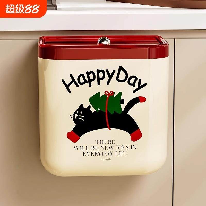 厨房垃圾桶壁挂式家用夹缝带盖大容量纸篓挂式卫生间厕所专用桶