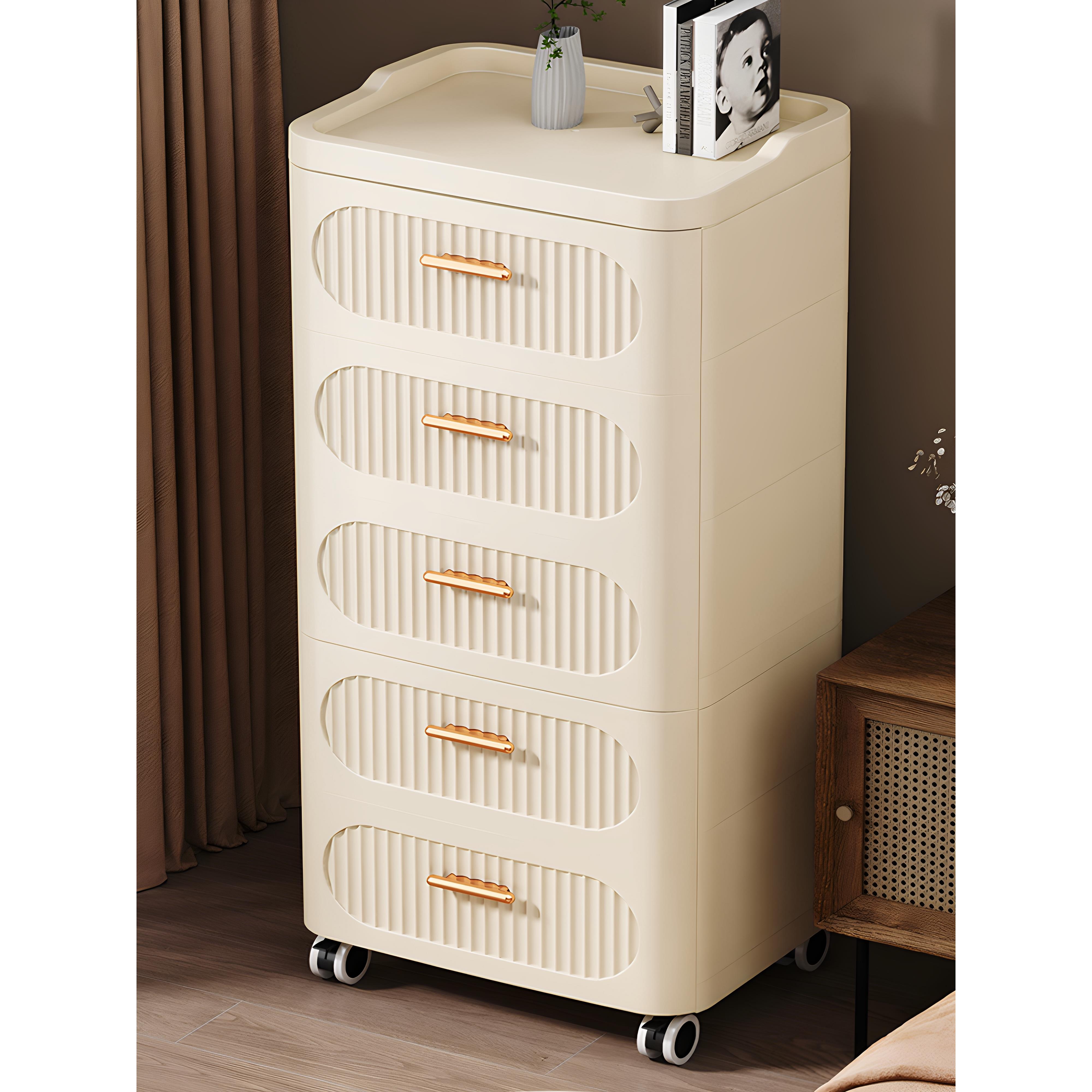 抽屉式收纳柜家用置物柜多层客厅墙边加厚五斗柜床头可移动储物柜