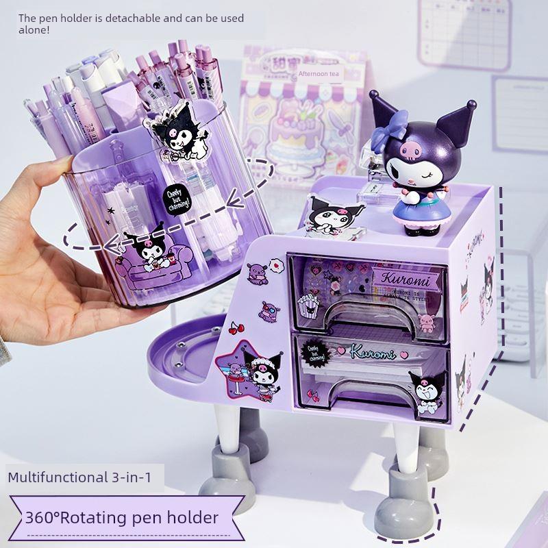 小木同学多功能笔筒收纳盒学生桌面女生旋转大容量超大笔筒高外观