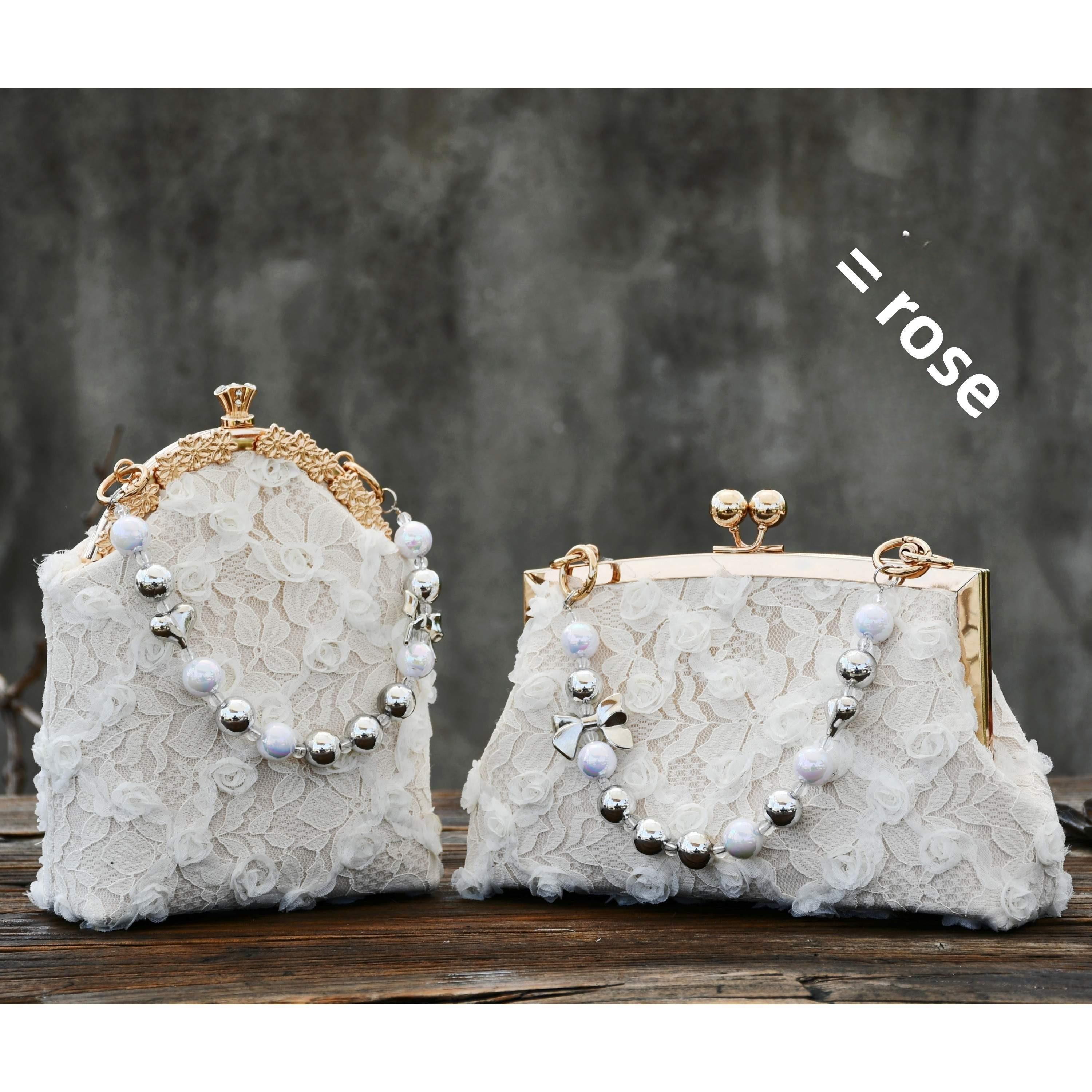 白玫瑰-旗袍包手工包宴会包婚纱包新娘包汉代包口金包DIY材料包