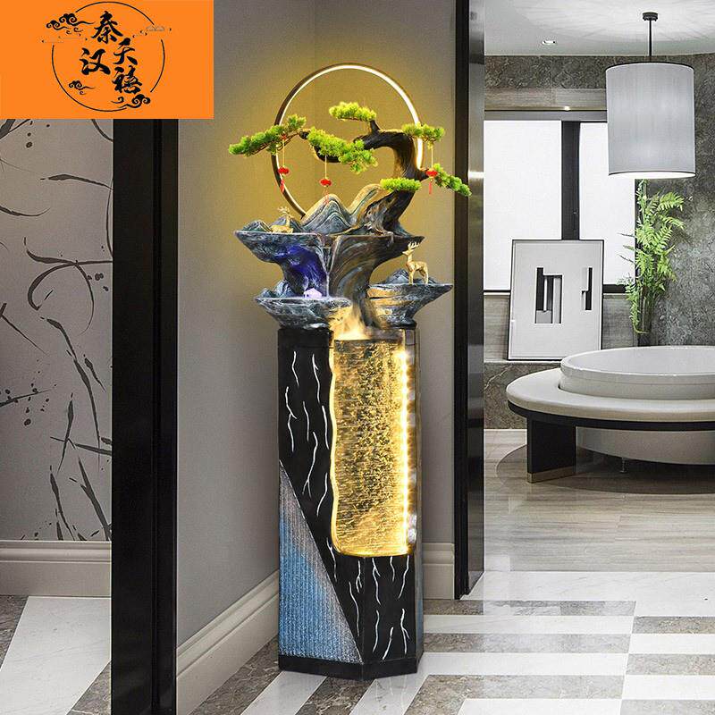 秦汉天禧 新中式 流水喷泉家居客厅落地装饰摆件景观办公室开业礼