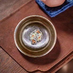 金百花双鱼陶瓷主人杯家用品茗杯喝水泡茶专用个人功夫茶具单茶盏