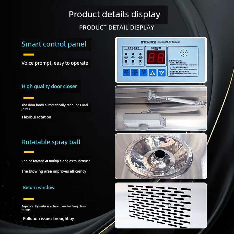工厂304不锈钢风淋室无尘车间高效除尘净化室货淋门风淋室