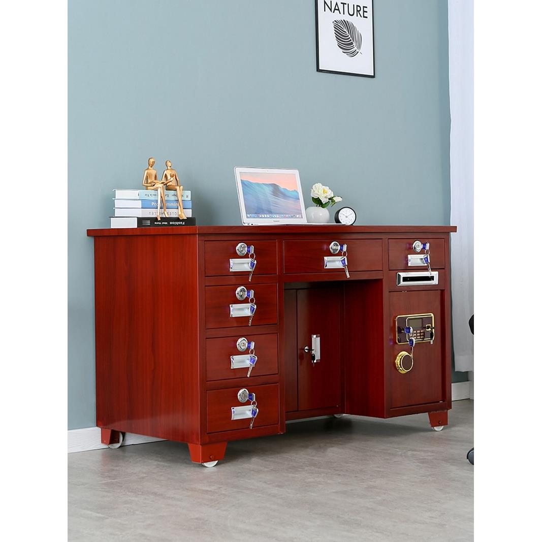 进口全钢保险桌家用办公商用一体设计带保险柜功能市场收款专用