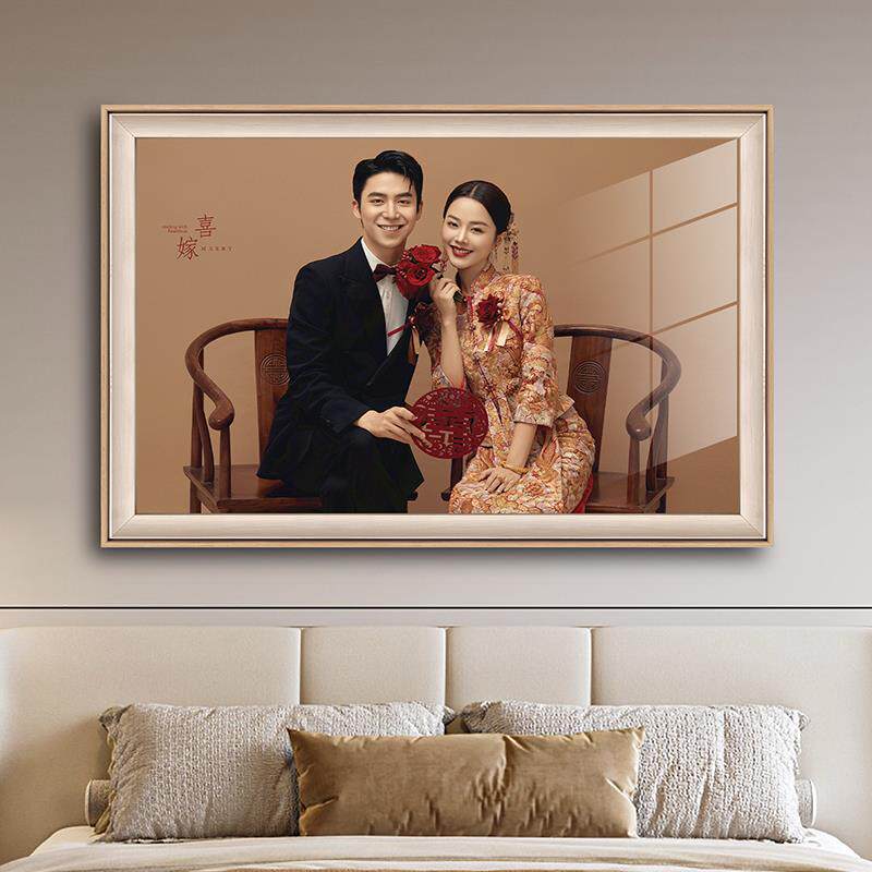 定制床头婚纱照相框放大挂墙加打印结婚照片全家福大尺寸画框制作