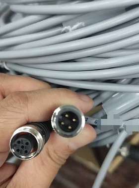 议价艾查4芯传感器线缆，灰色双端公母头，M12直头，型号是AL-