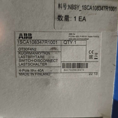 议价芬兰ABB隔离开关OT30F4N2，4Pole 40A，
