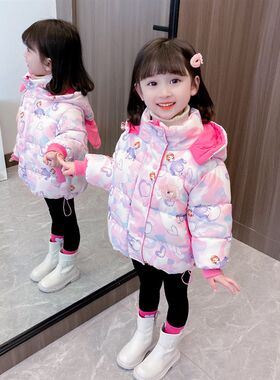 女童装加厚外套冬装2023新款儿童洋派冬季棉服宝宝公主棉衣小童潮