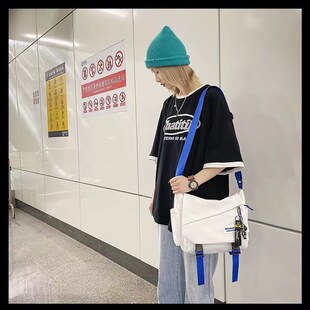 2024年春季新款大学生情侣上课帆布包日常通勤简约斜跨背包