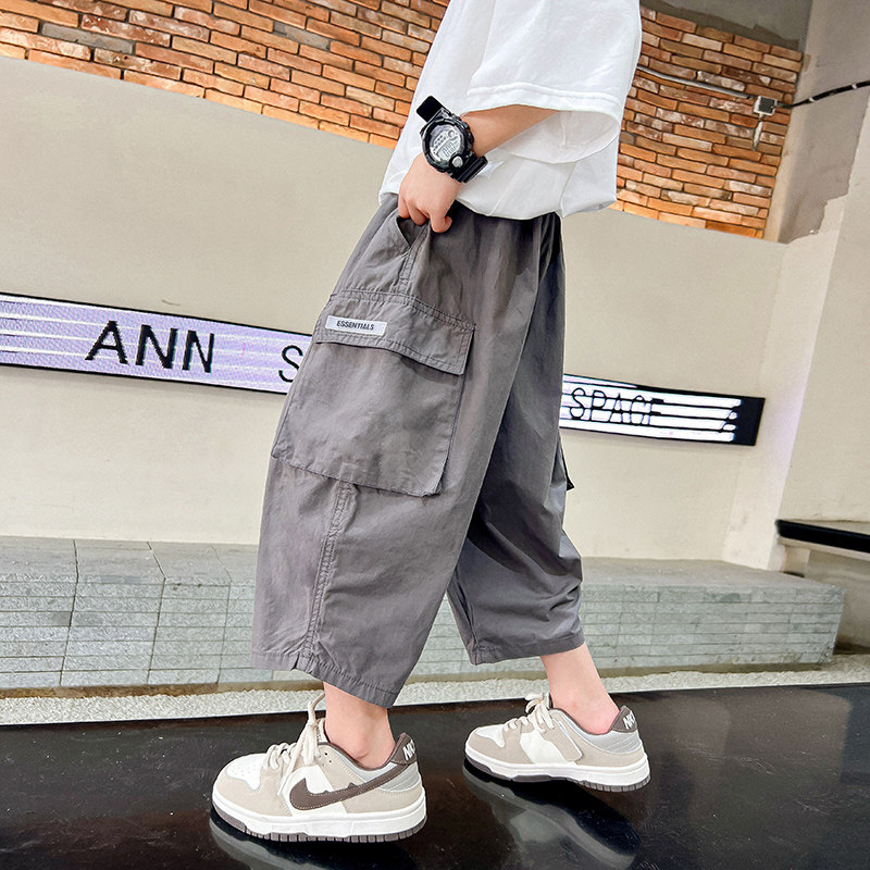 男大童夏季灯笼七分工装短裤2024新款儿童装男孩休闲宽松薄款裤子,童装/婴儿装/亲子装,裤子,淘宝优惠券,粉丝福利购,淘宝优惠卷