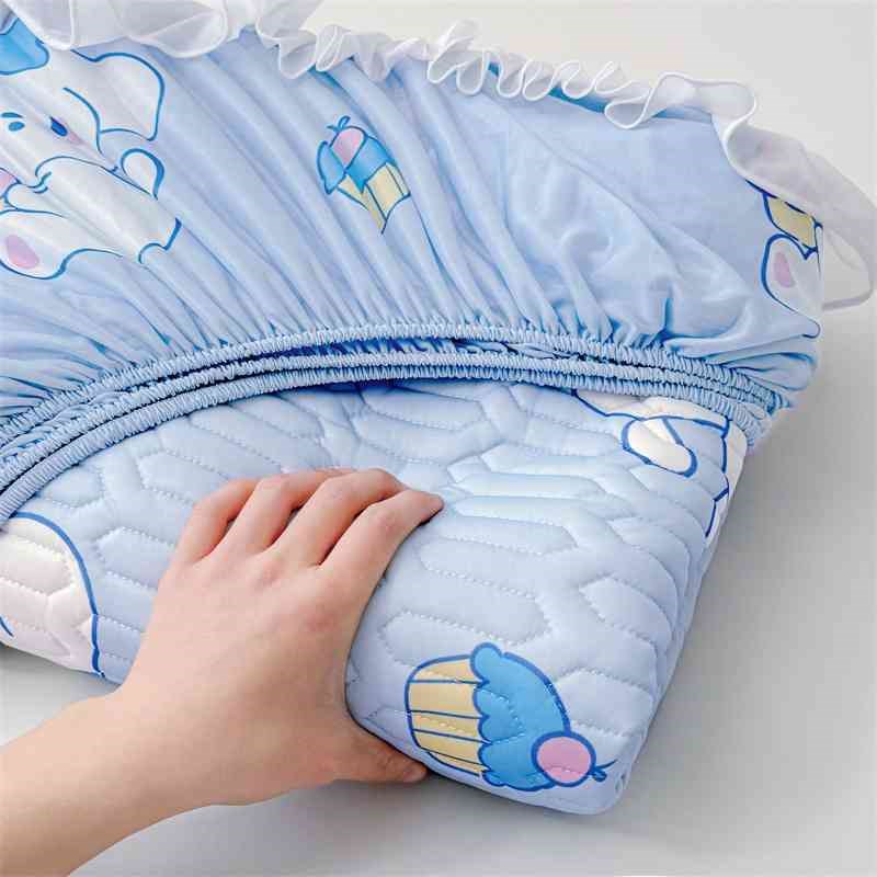 乳胶冰丝凉席床笠款三件套空调软席子夏季花边床垫床罩保护套