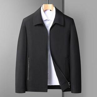 春秋季中年外套男士中老年人夹克衫宽松休闲薄款爸爸衣服翻领男装