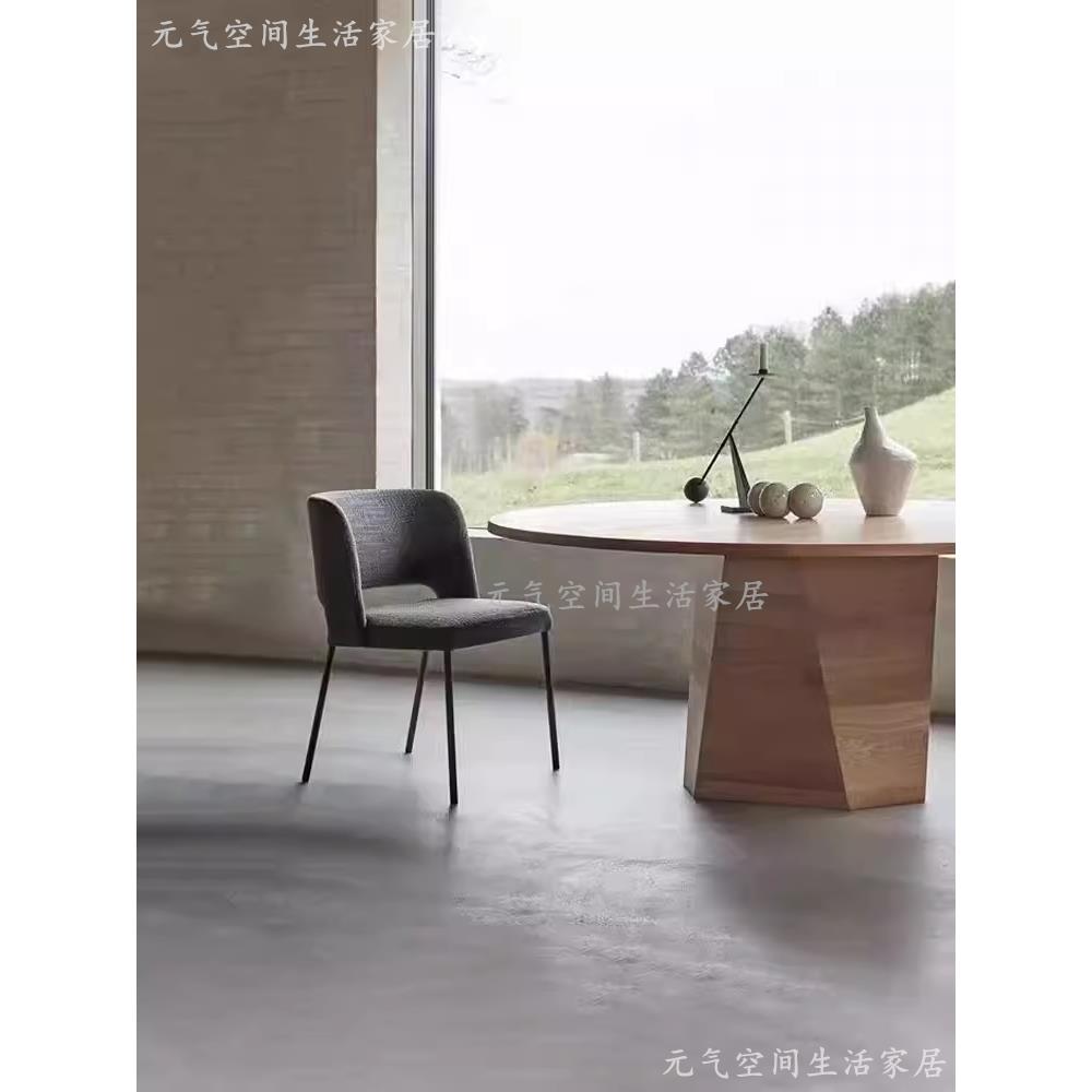 北欧简约餐椅棉麻靠背椅餐桌椅复古休闲洽谈椅设计师麻布椅子