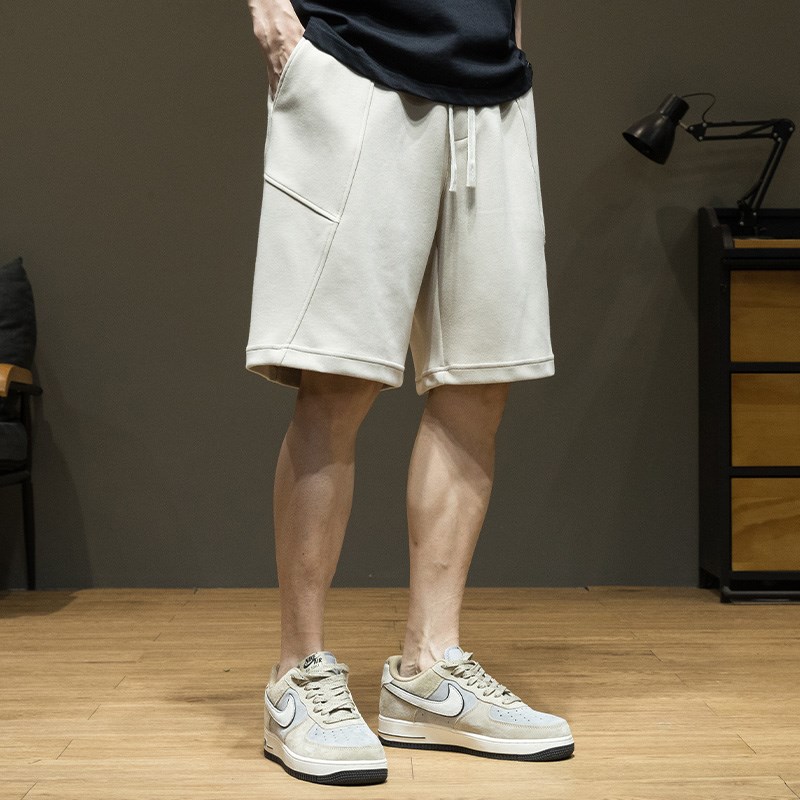 希越高级感黑色五分短裤男士v夏季2024新款宽松大码美式潮流短卫