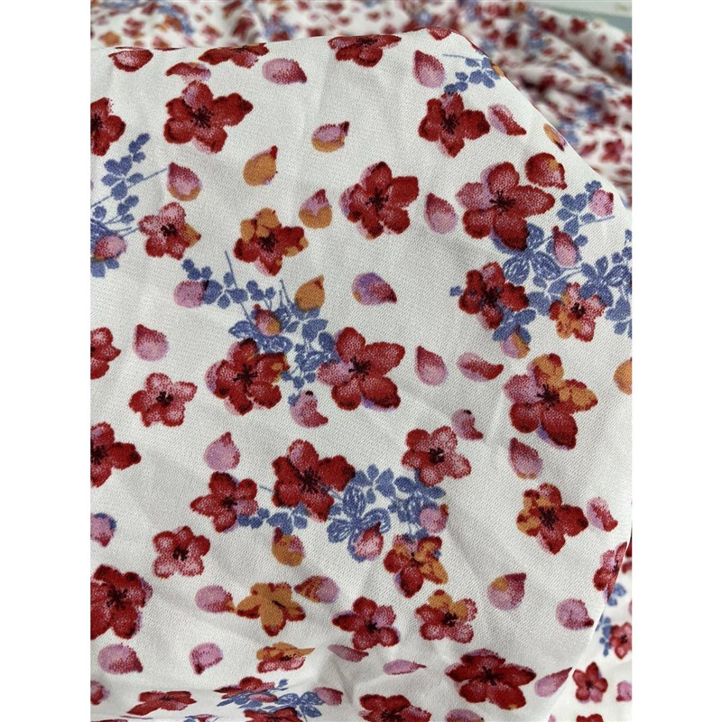 E112夏季白底印花平纹缎雪纺A布头柔软垂坠透气连衣裙上衣旗袍面