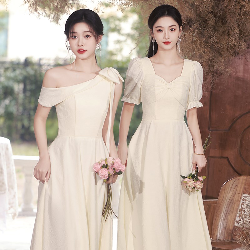 香槟色伴娘服2024新款夏季气质晚礼服I高级感毕业礼服裙女日常可