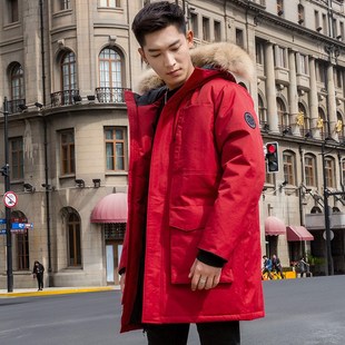 反季羽绒服加厚保暖中长款连帽休闲大码时N尚洋气毛领男款外套冬