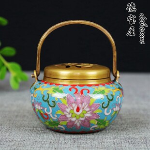 铜暖手炉景泰蓝手炉取暖仿古小手炉烧炭室内盘Q香炉家用纯铜檀香