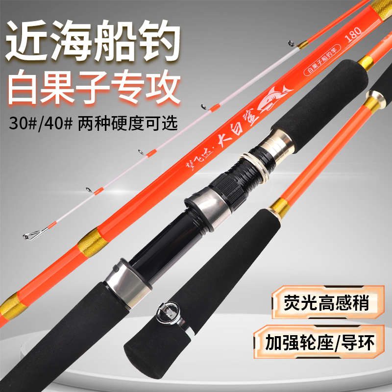 白果子船钓竿套装30/40号近海钓鱼杆直M柄纺车轮远投路亚黄姑鲈