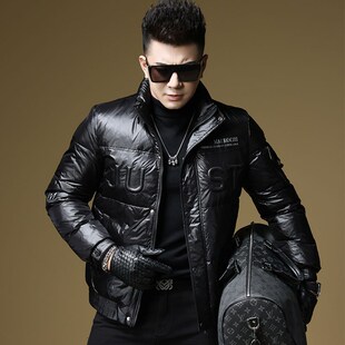 防寒服2024冬季新款高档u男款亮面外套加厚立领保暖短款男士羽绒