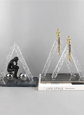 现代简约抽象h几何水晶雕塑桌面摆件客厅卧室玄关电视柜家居装饰