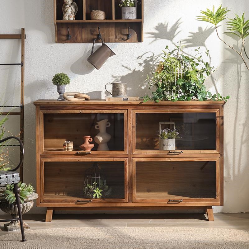 GZ080 美式田园老松木店铺陈列展示柜客厅储物Q柜餐边玄关装饰柜