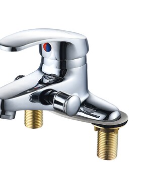 面盆双孔水龙头带淋浴花洒三联混水F阀洗脸池盆冷热双用洗澡龙头