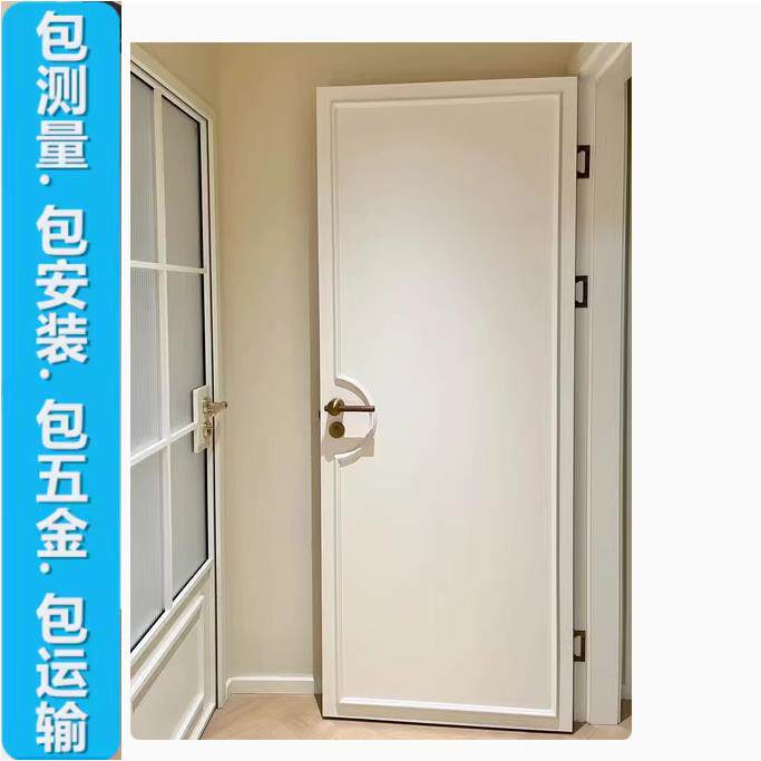 法式复古实木复合烤漆门卧室内房间客厅黑色木门室内门定制
