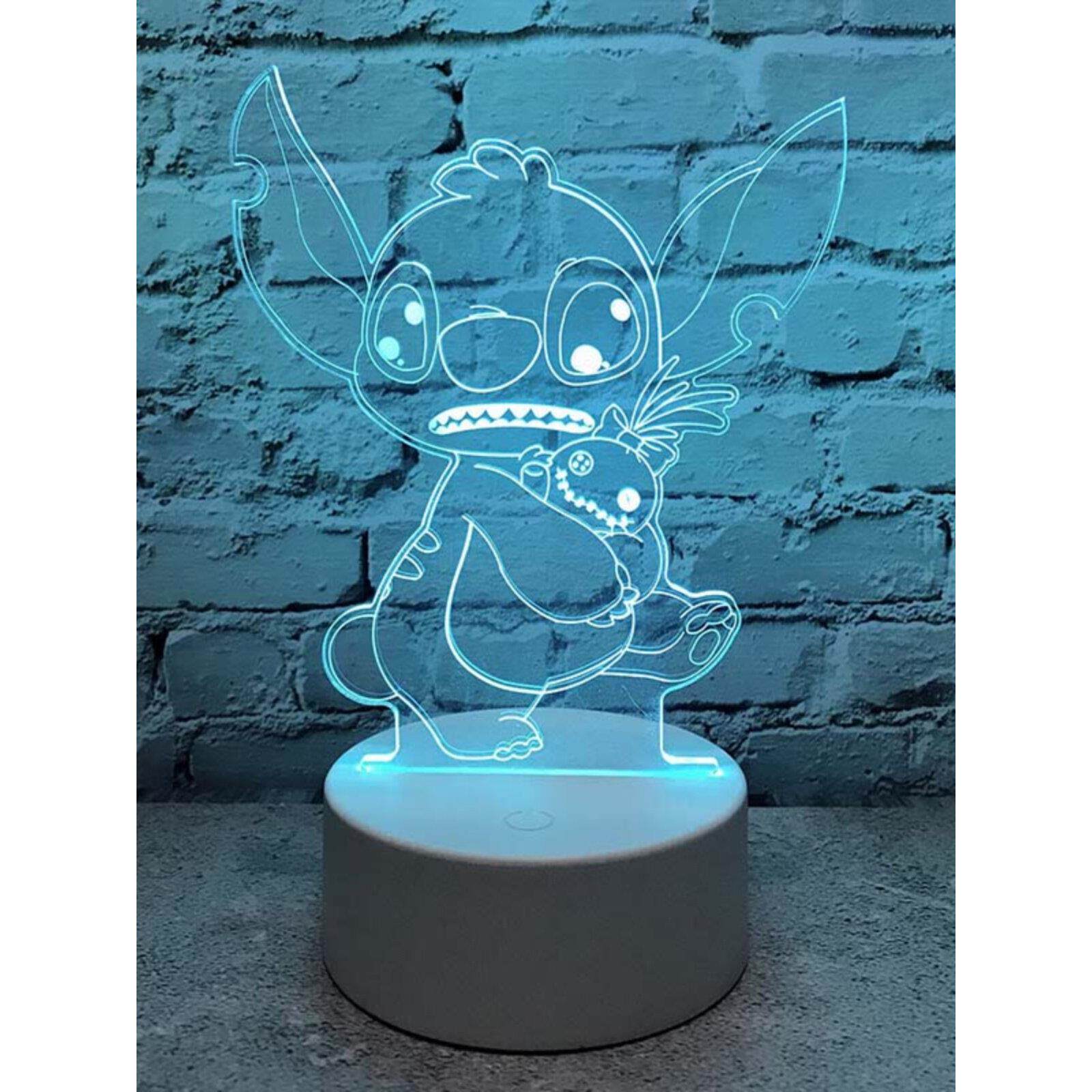 Stitch 3D夜灯遥控卡通充电USB睡眠创意床头台灯礼物的男孩和女孩