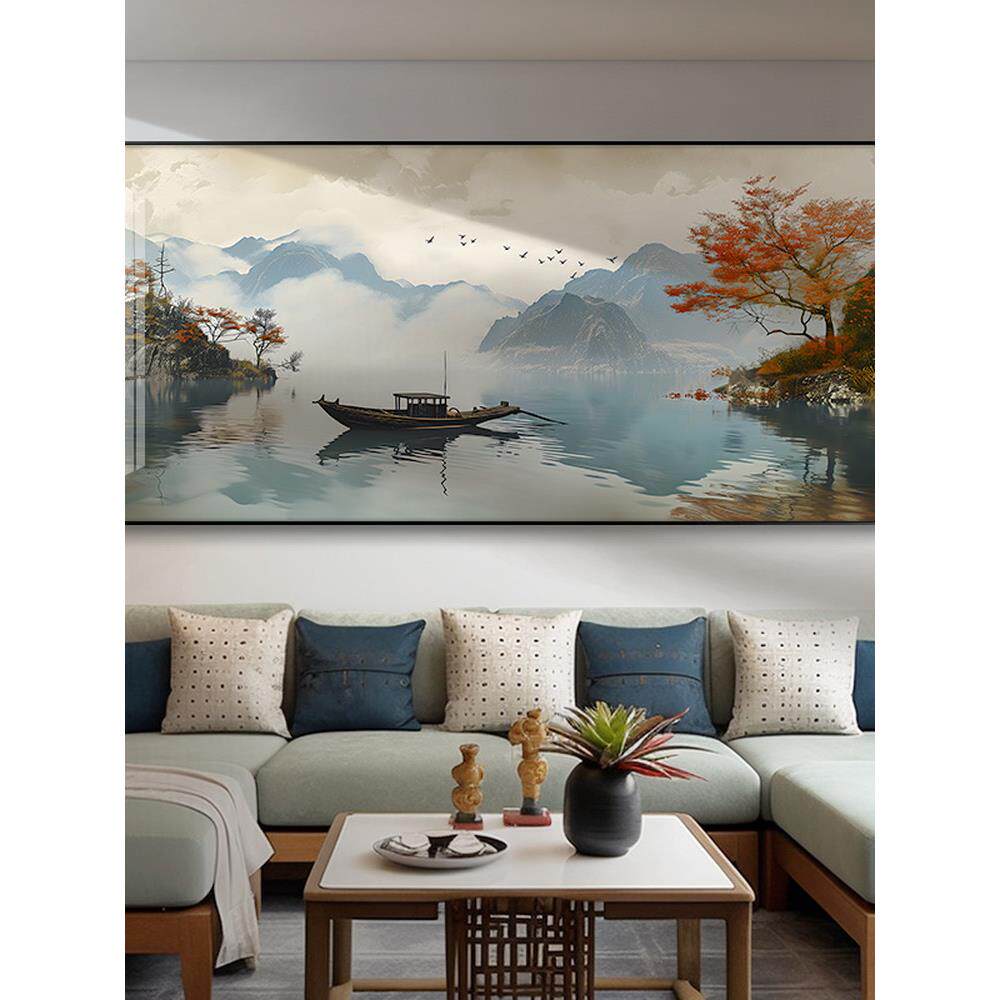 家和万事兴客厅挂画中堂沙发背景墙壁画字画新中式大气山水装饰画