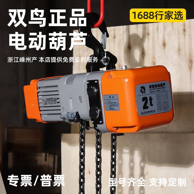 双鸟环链电动葫芦0.5T1T2T5T10吨鬼头电葫芦380V固定式电动提升机