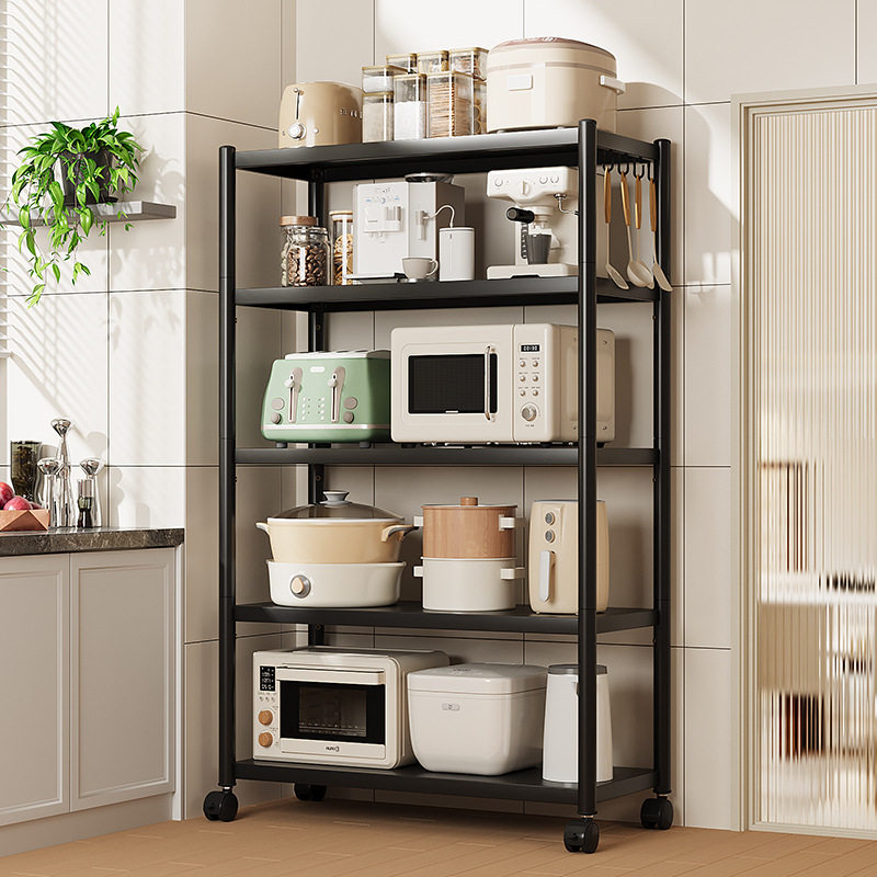 厨房落地置物架碳钢多功能杂物储物带轮整理架锅具微波炉烤箱货架,厨房/烹饪用具,微波炉置物架,淘宝优惠券,粉丝福利购,淘宝优惠卷