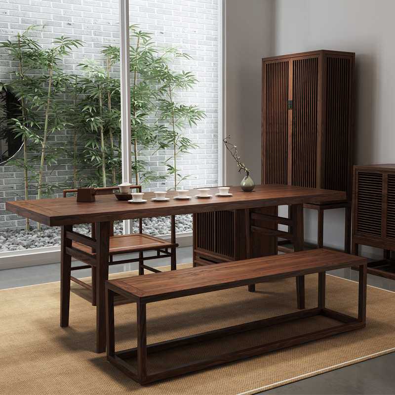 新中式榆木茶桌组合茶台 干泡茶桌客厅茶桌椅组合茶道桌