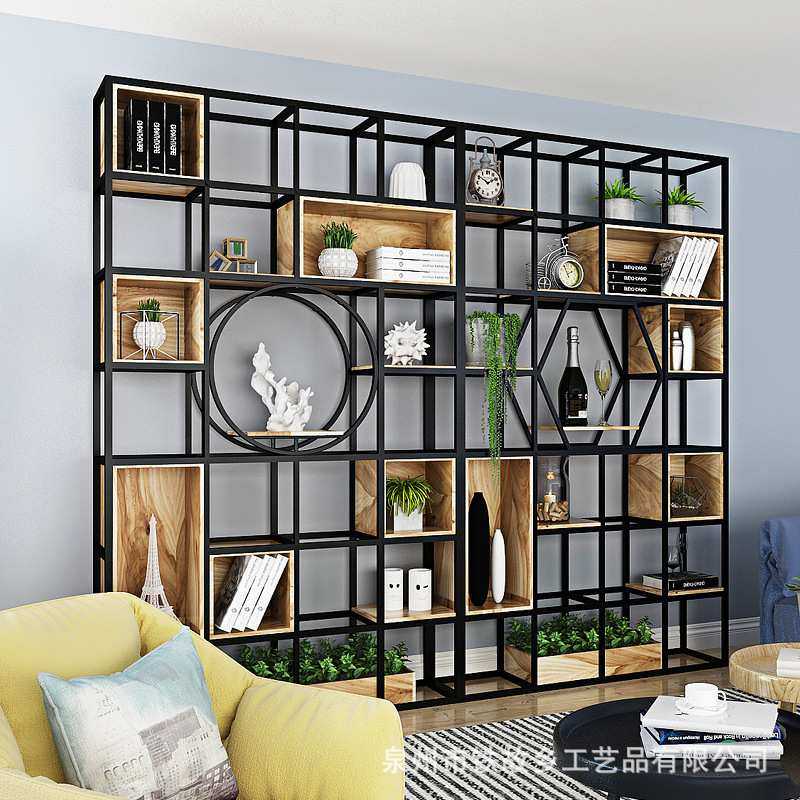 美式loft铁艺客厅办公室隔断置物架 餐厅装饰玄关柜 落地屏风书架