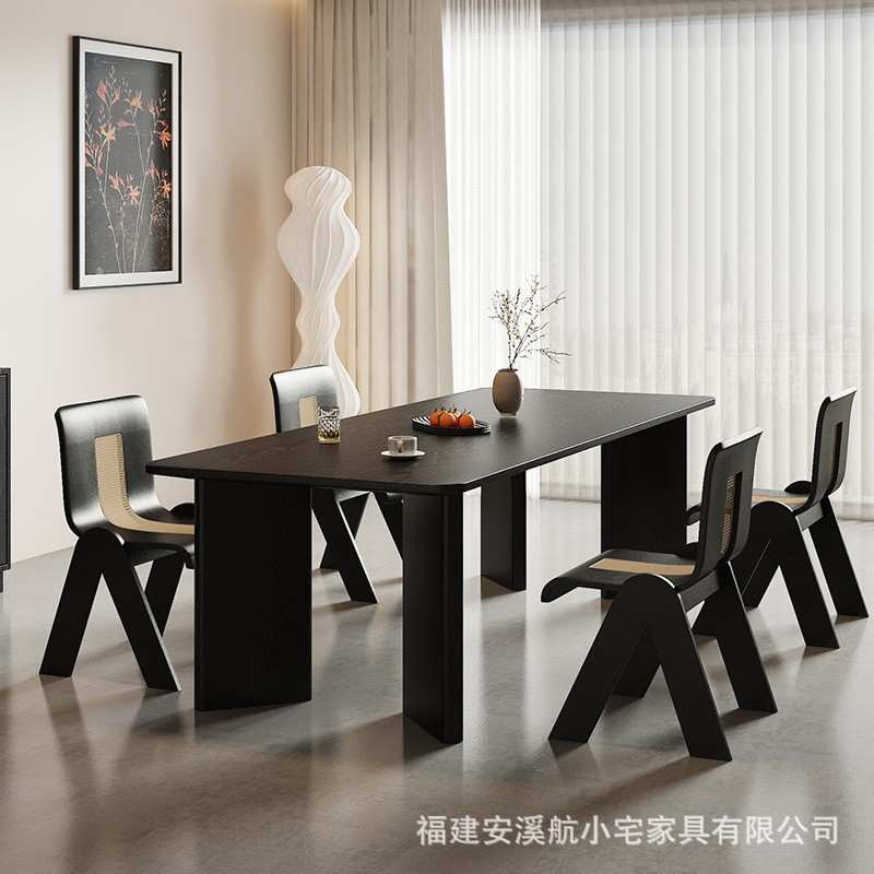 现代简约餐桌实木大板桌家用会客桌长方形饭桌椅去客厅化书桌茶桌