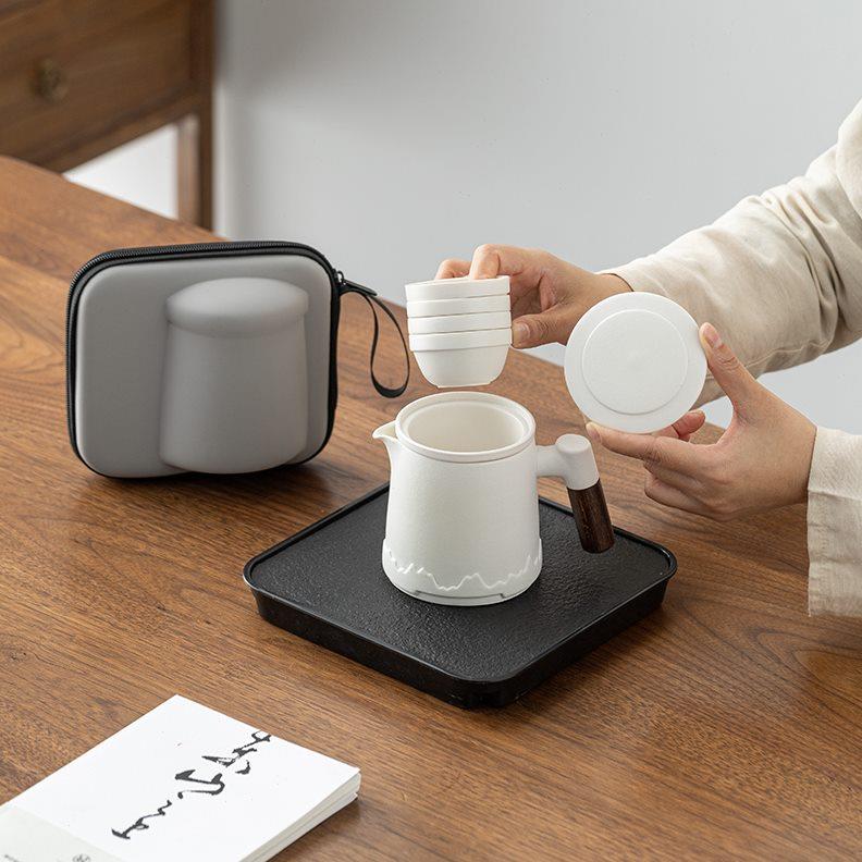 便携式旅行茶具套装户外露营快客杯单人随身包功夫茶杯旅游泡茶壶