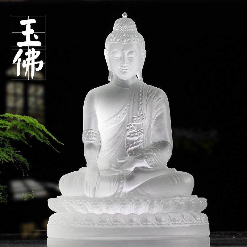 琉璃玉佛佛像摆件居家客厅摆放家用供奉释迦牟尼佛佛中式佛具用品