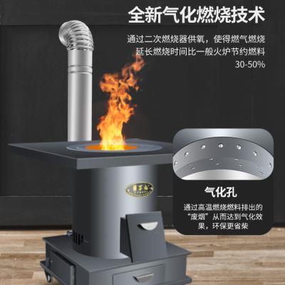 家用烧木柴炉子柴煤两用移动柴火灶农村室内取暖炉无烟节能气化灶