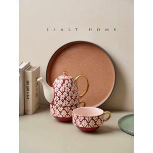 澳洲T2覆古手绘压花茶具系列茶壶字母壶英文下午茶水壶