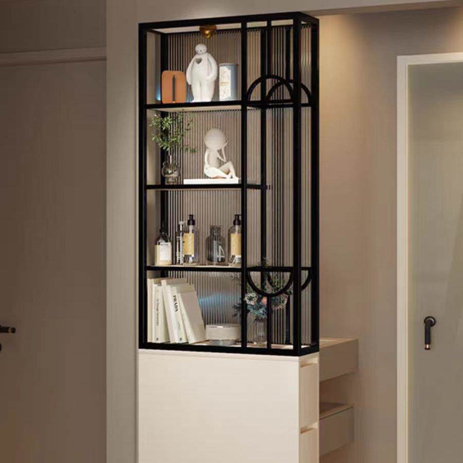 现代简约玄关入户长虹玻璃洗手台遮挡奶油风卫生间半墙屏风隔断柜