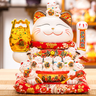招财猫摇手摆件特大号发财猫公司店铺前台收银台新店开业送礼品