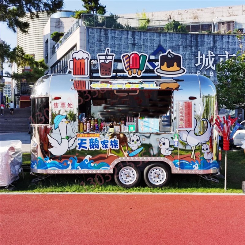 网红餐车厂家 景区商场多功能可移动造型售卖车 咖啡热饮食品车