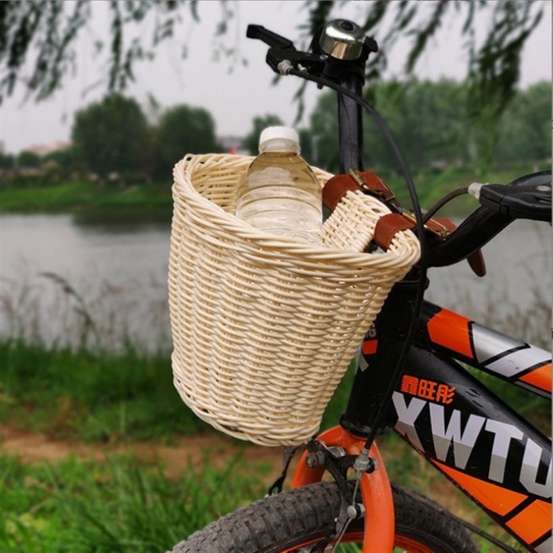 藤编车篮前车筐购物篮童车自行车车筐柳编车篮儿童自行车篮