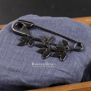 文艺时尚女胸花树叶大别针披肩扣配大衣毛衣简约经典大别针胸针